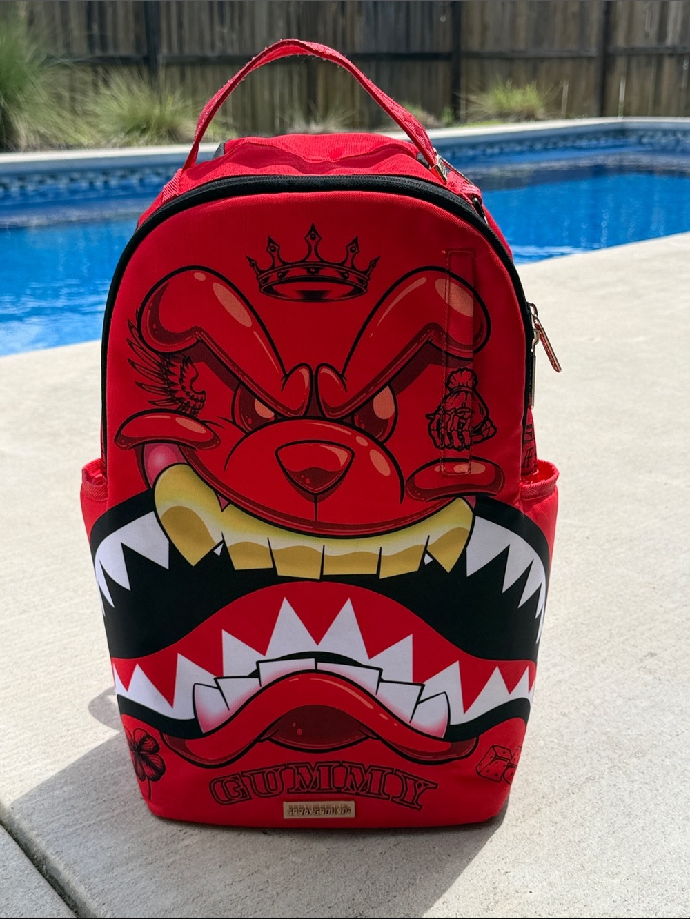Sprayground Red Graphic Backpack - Gummy Monster Design